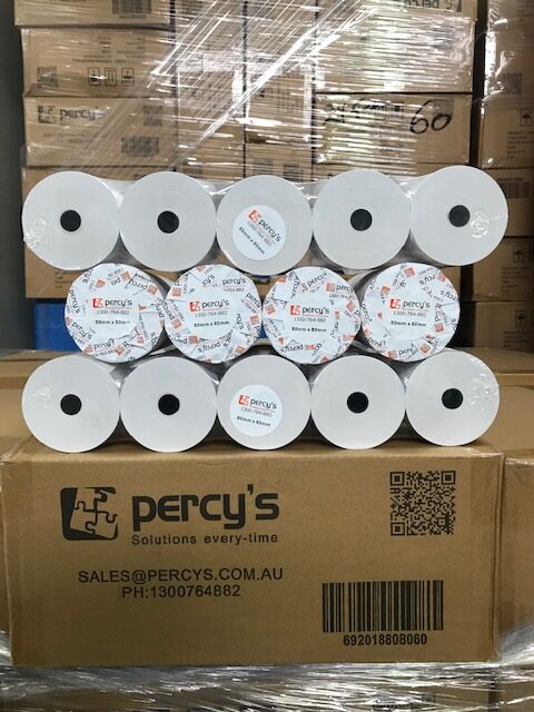 80x80mm Thermal Receipt Cash Register Roll-(White)-50 Rolls/Carton